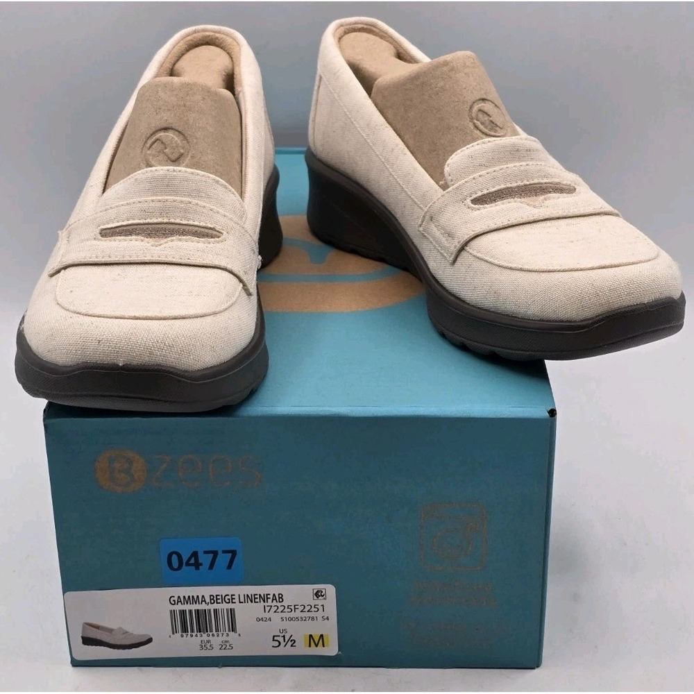LifeStride Women's Gamma Beige Linen Slip-ons Loafer Sz 5.5 M - NEW